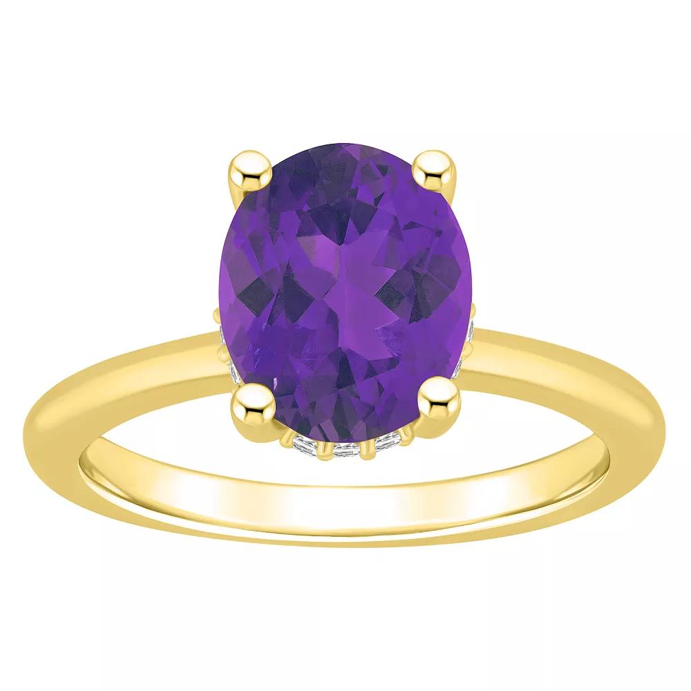 Alyson Layne 14k Gold Oval Amethyst & Diamond Accent Ring, Womens Product Image