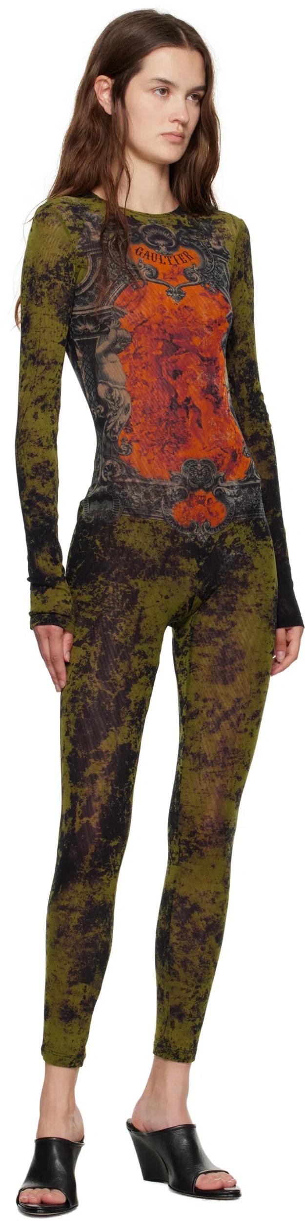 JEAN PAUL GAULTIER Graphic Print Full-length Dress With Long Sleeves In Black Product Image