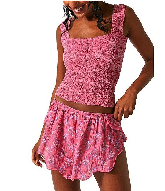 Free People Love Letter Jacquard Floral Square Neck Sleeveless Wide Strap Cami Top Product Image