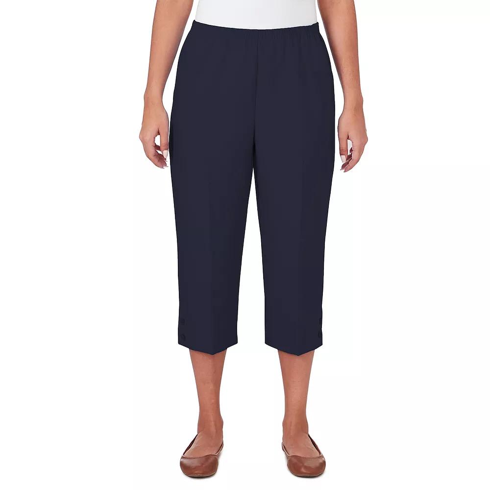 Women's Alfred Dunner Button Hem Denim Capri Pant,  Product Image