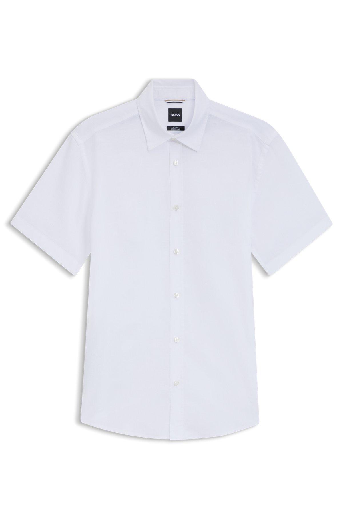 Slim-fit shirt in stretch linen Product Image