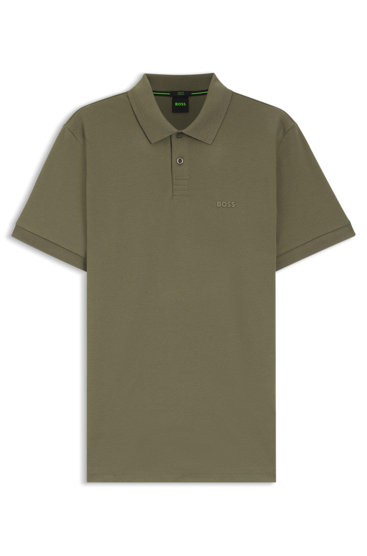 Stretch-cotton slim-fit polo shirt with branding and stripes Product Image