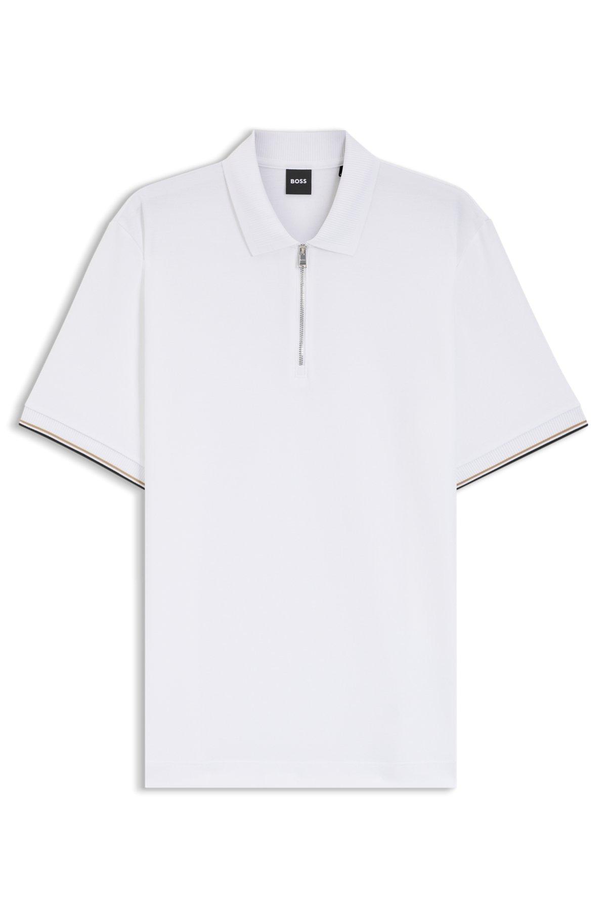 Cotton-piqué polo shirt with zip neck Product Image
