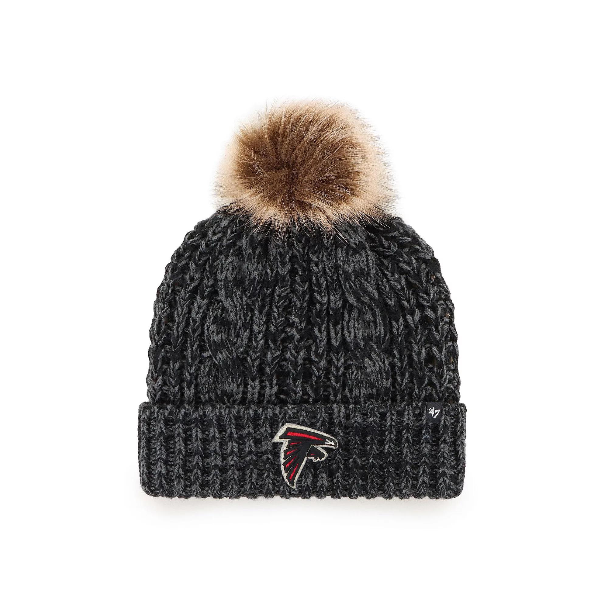 Women's '47 Black Atlanta Falcons Logo Meeko Cuffed Knit Hat with Pom Product Image