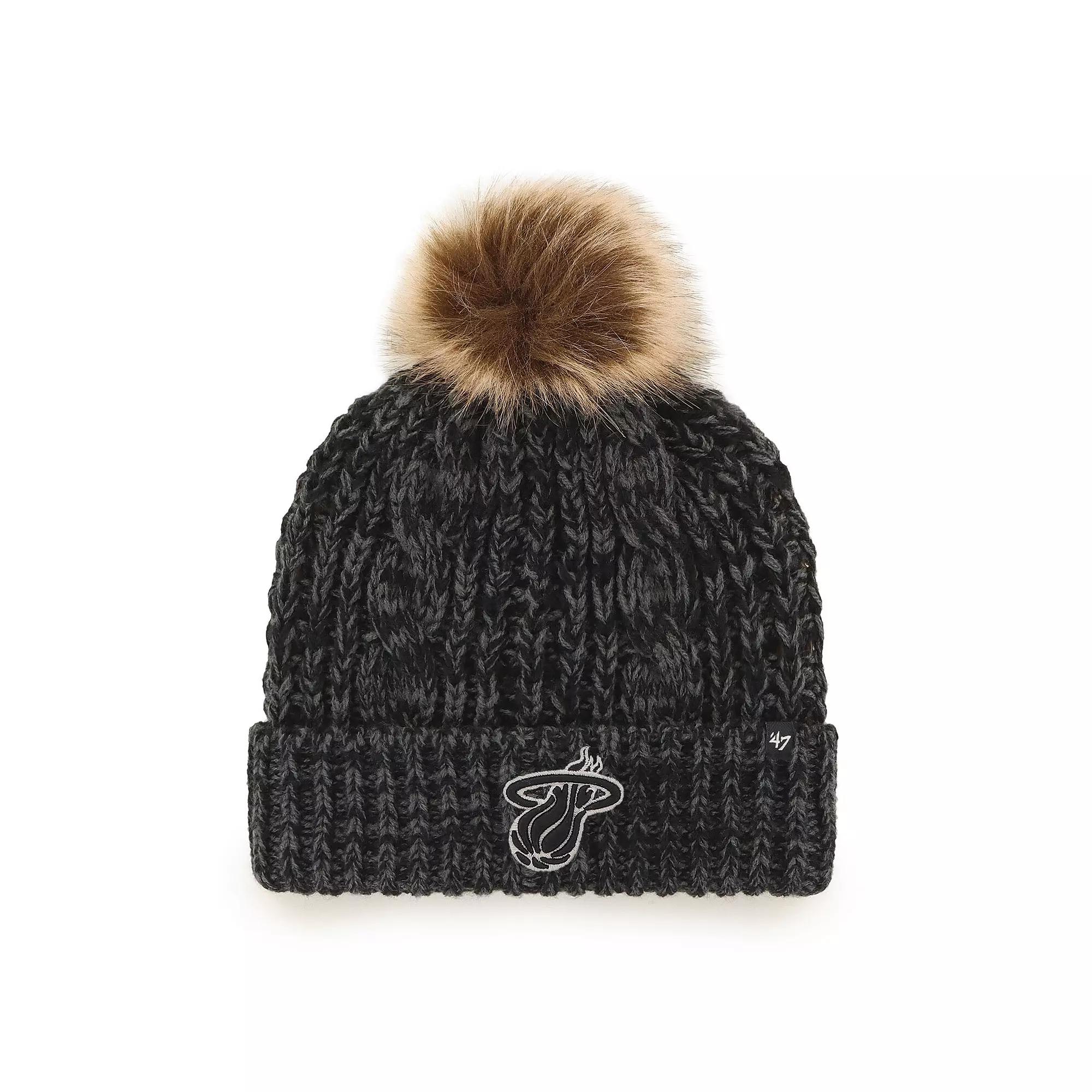 Women's '47 Black Miami Heat Meeko Cuffed Knit Hat with Pom Product Image