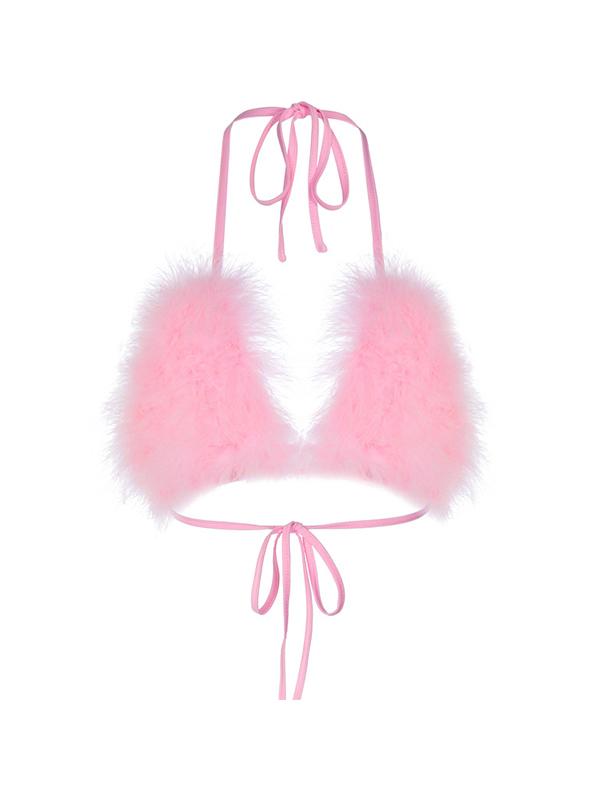 Fuzzy Halter Tie Back Triangle Bikini Tops? Product Image