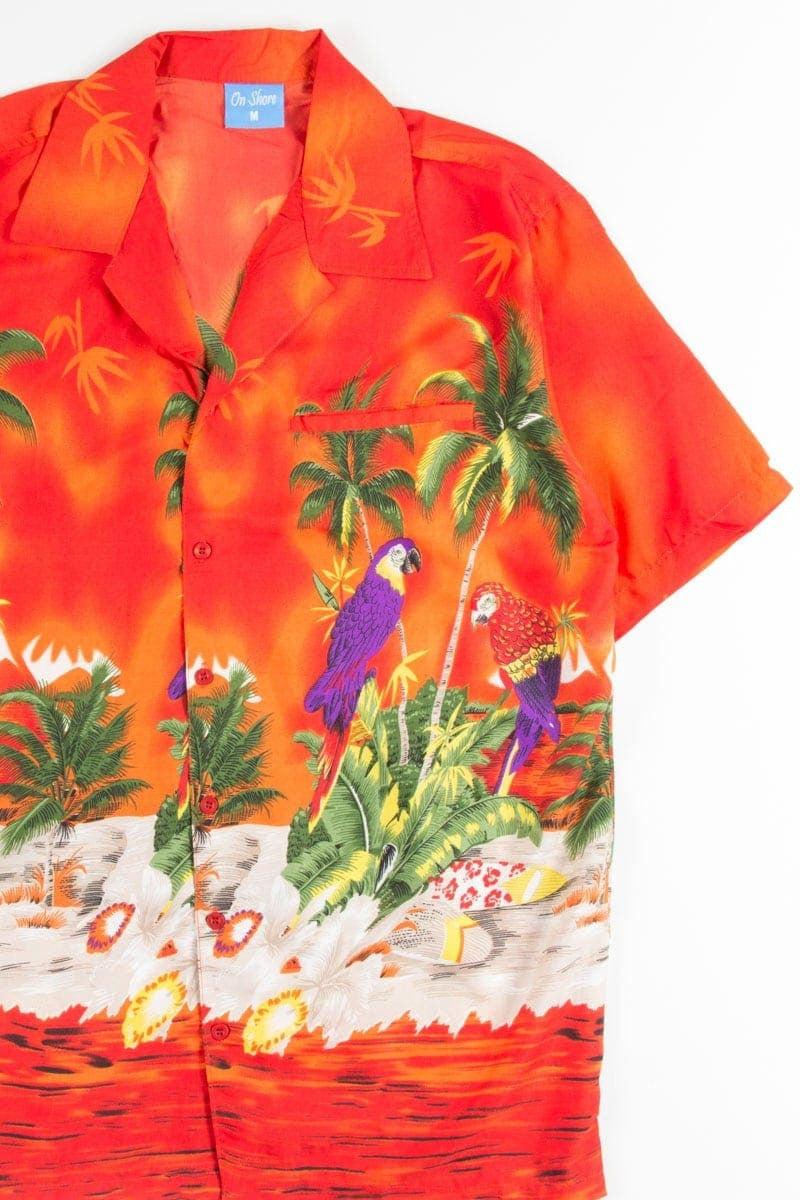 Red Beach Parrots Hawaiian Shirt Product Image