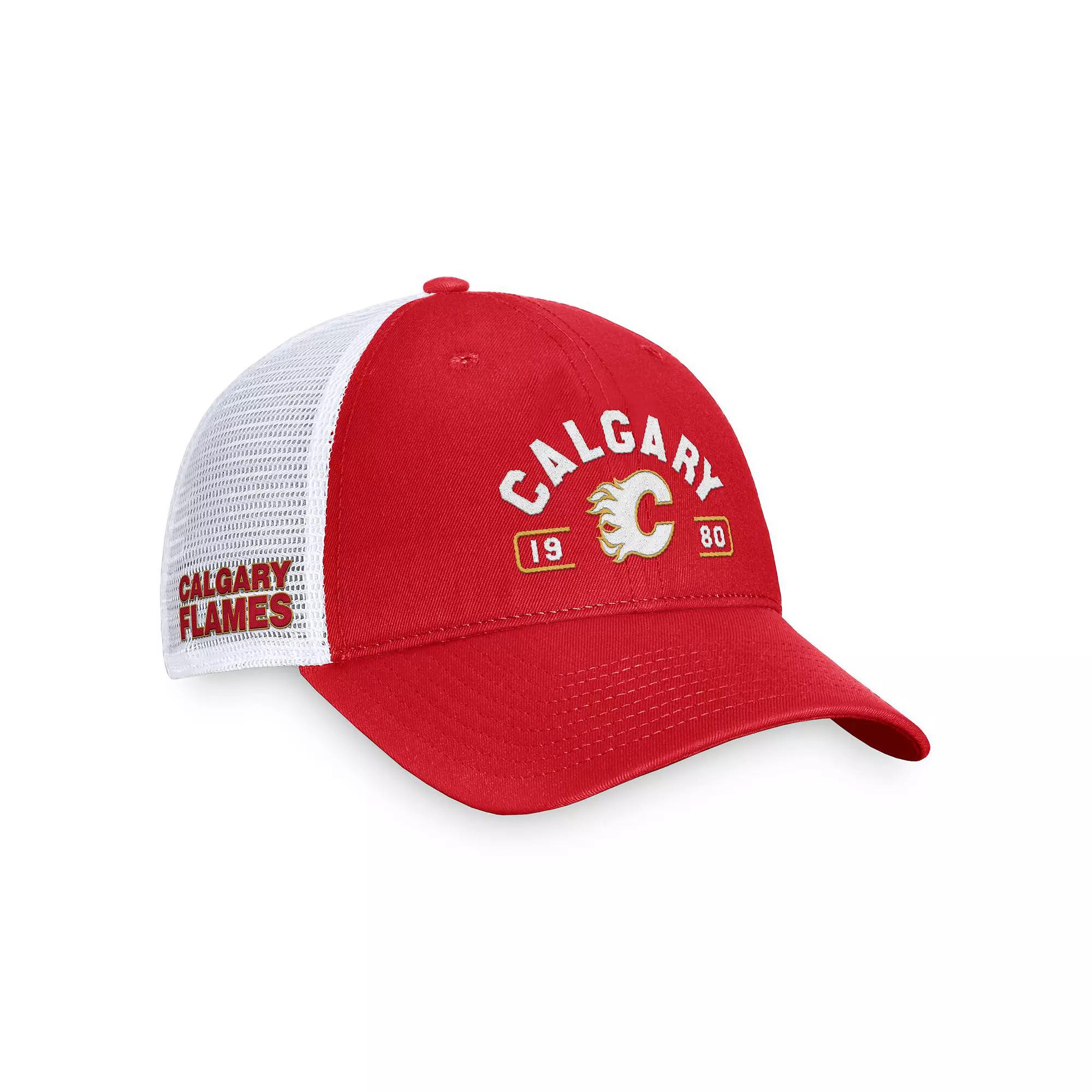 Men's Fanatics Red/White Calgary Flames Free Kick Trucker Adjustable Hat, Flm Red Product Image