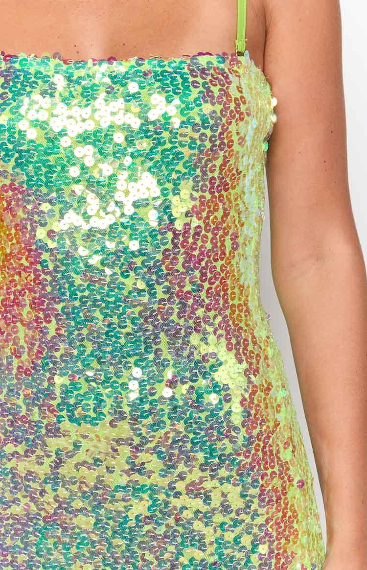 Radiant Green Sparkle Mini Dress Girls Product Image