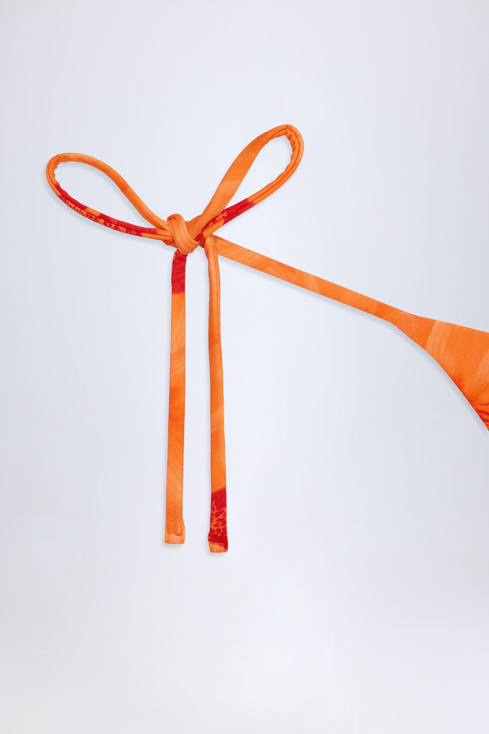 Side-Tie Thong Bikini Bottoms in Orange Orchid Print Product Image