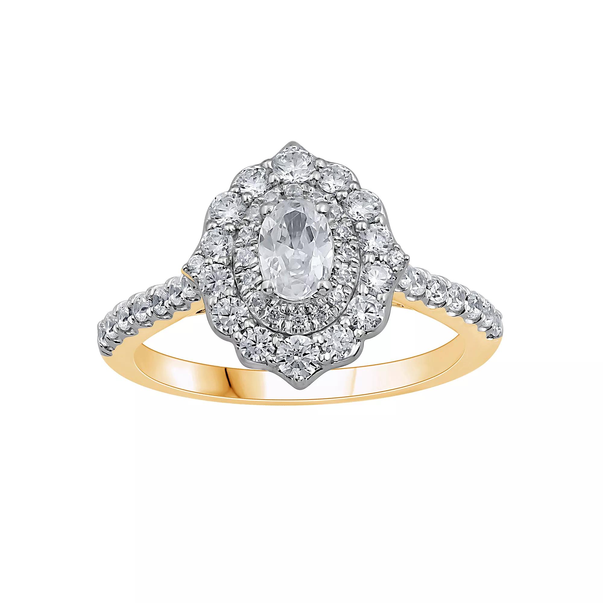 From the Heart 14k Gold 1 Carat T.W. Diamond Double Oval Halo Engagement Ring, Women's, Size: 8 Product Image