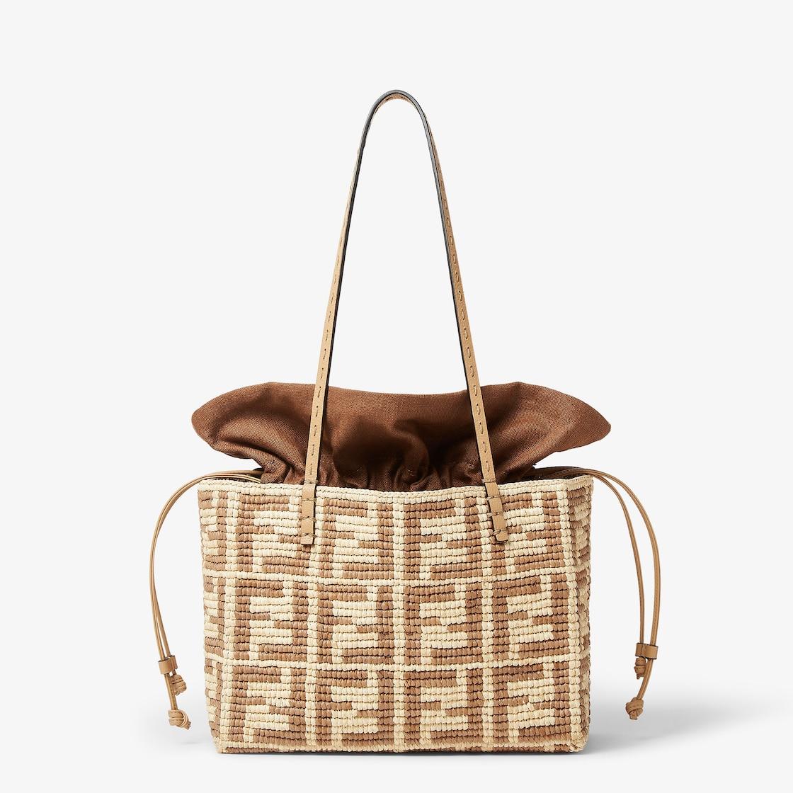 Small RollBeige FF raffia crochet shopper Product Image