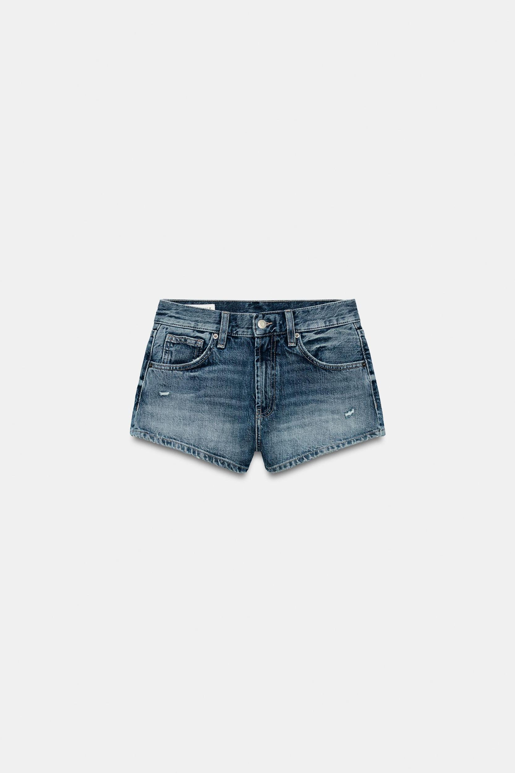 TRF CURVED HIGH-WAIST MINI DENIM SHORTS Product Image