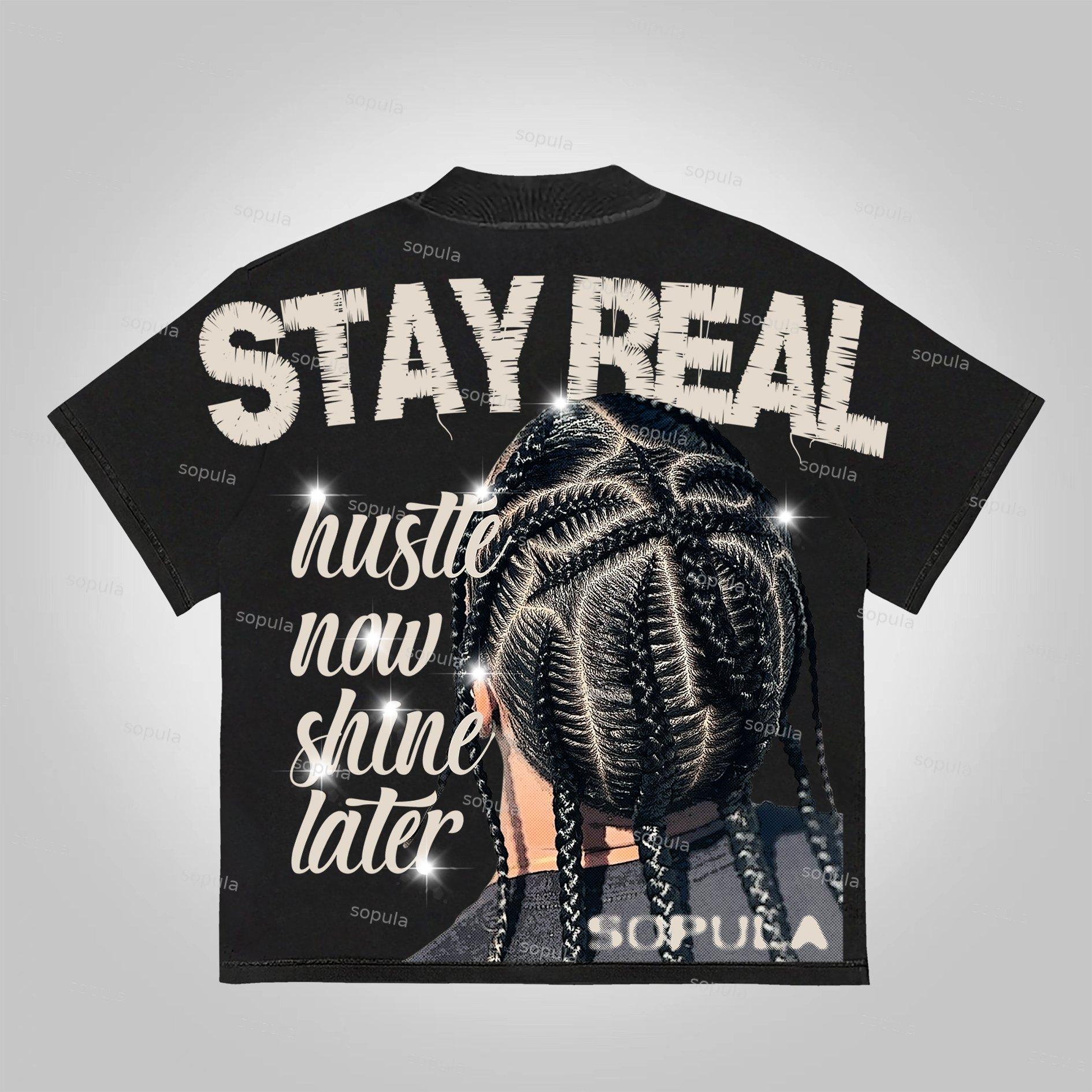 Sopula Stay Raw Stay Real Cross Dirty Braid Character Graphics Cotton T-Shirt Product Image