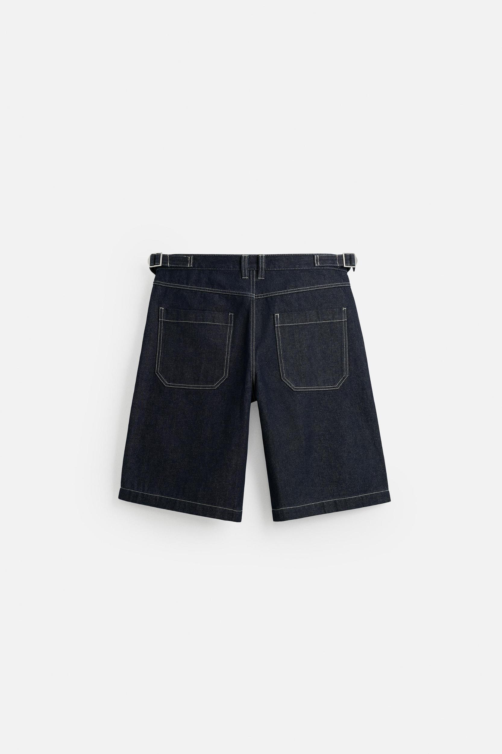 BELTED BAGGY FIT DENIM SHORTS Product Image