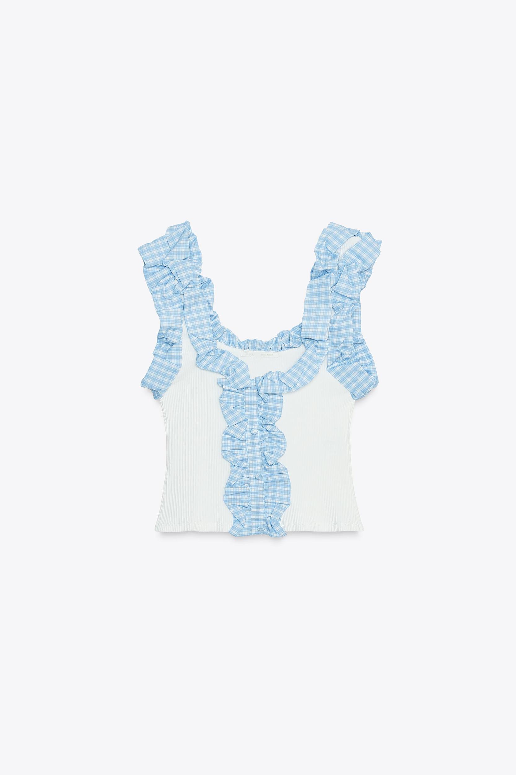 GINGHAM RIBBED TOP Product Image