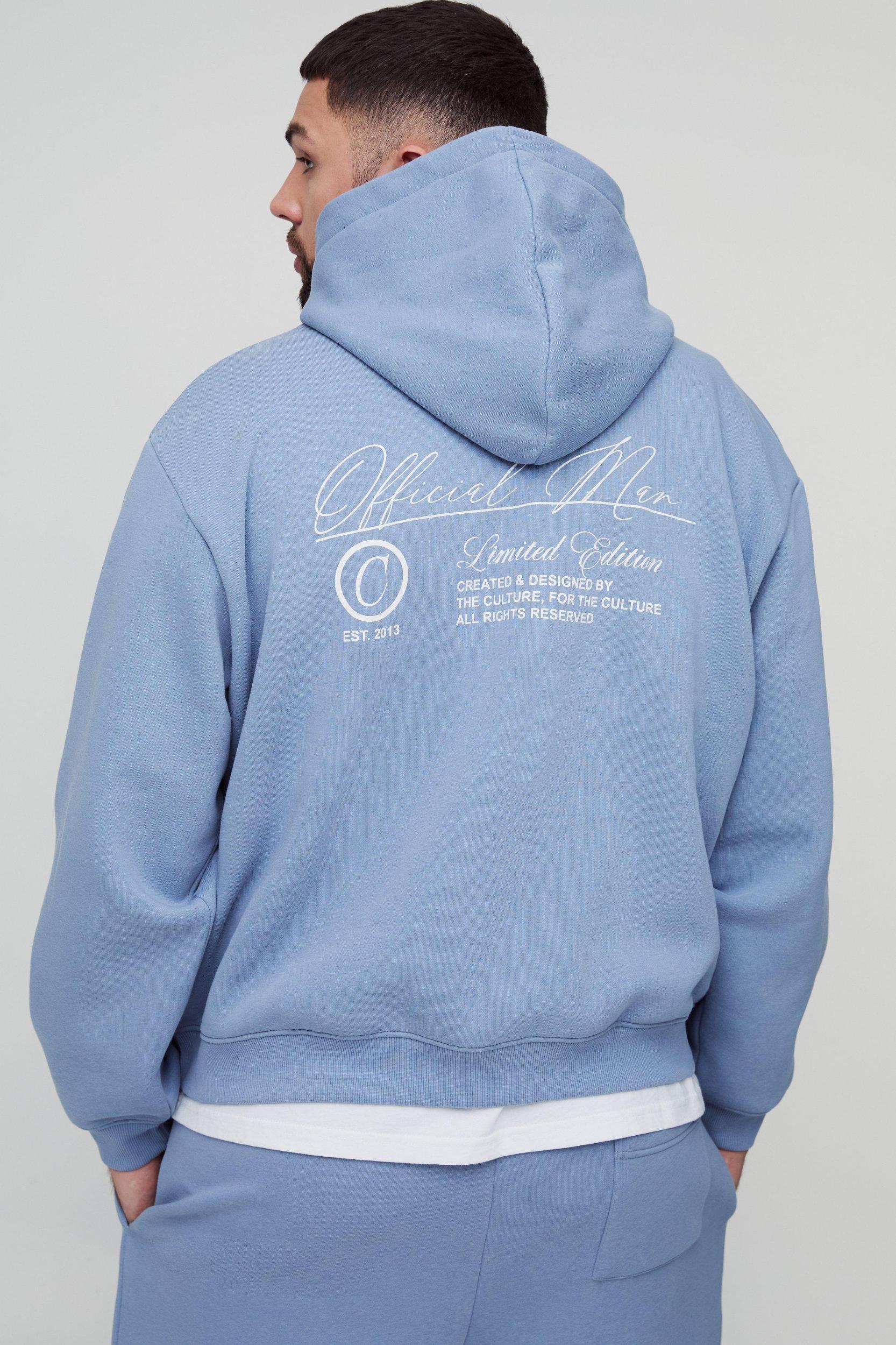 Plus Oversized Boxy Official Man Zip Through Hoodie | boohooMAN USA Product Image