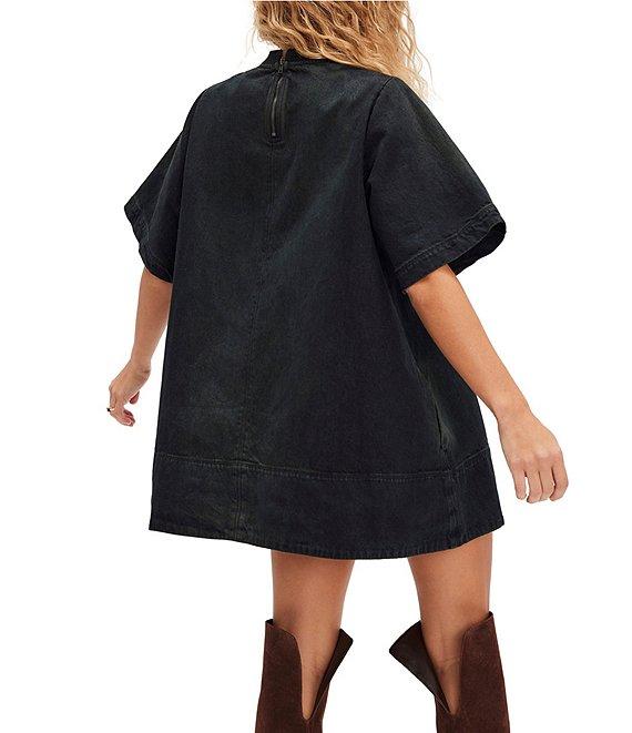 Free People Harlow Crew Neckline Short Sleeve Denim Mini Dress Product Image