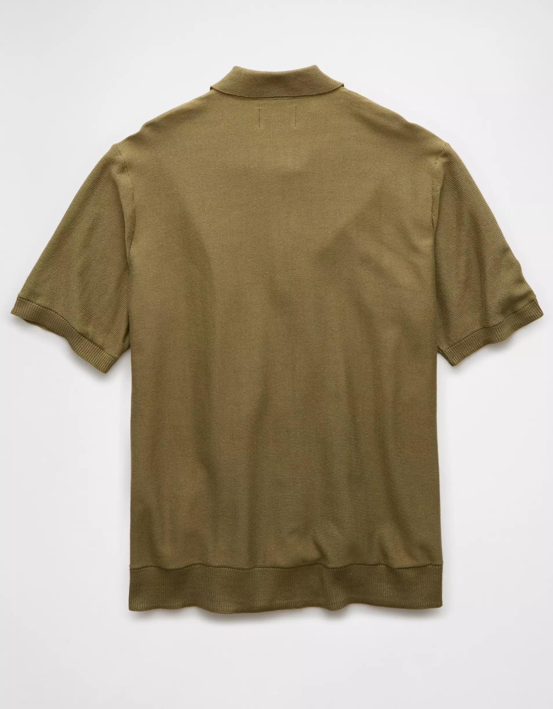 AE Weekend Button-Up Striped Sweater Polo Shirt Product Image