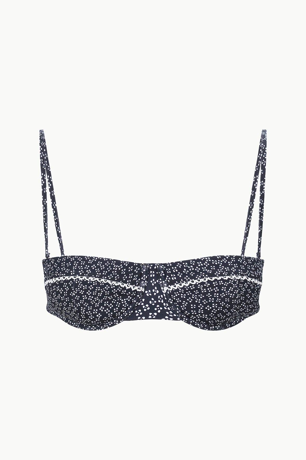 JO BALCONETTE BIKINI TOP | BLACK WOODBLOCK DITSY FLORAL Product Image
