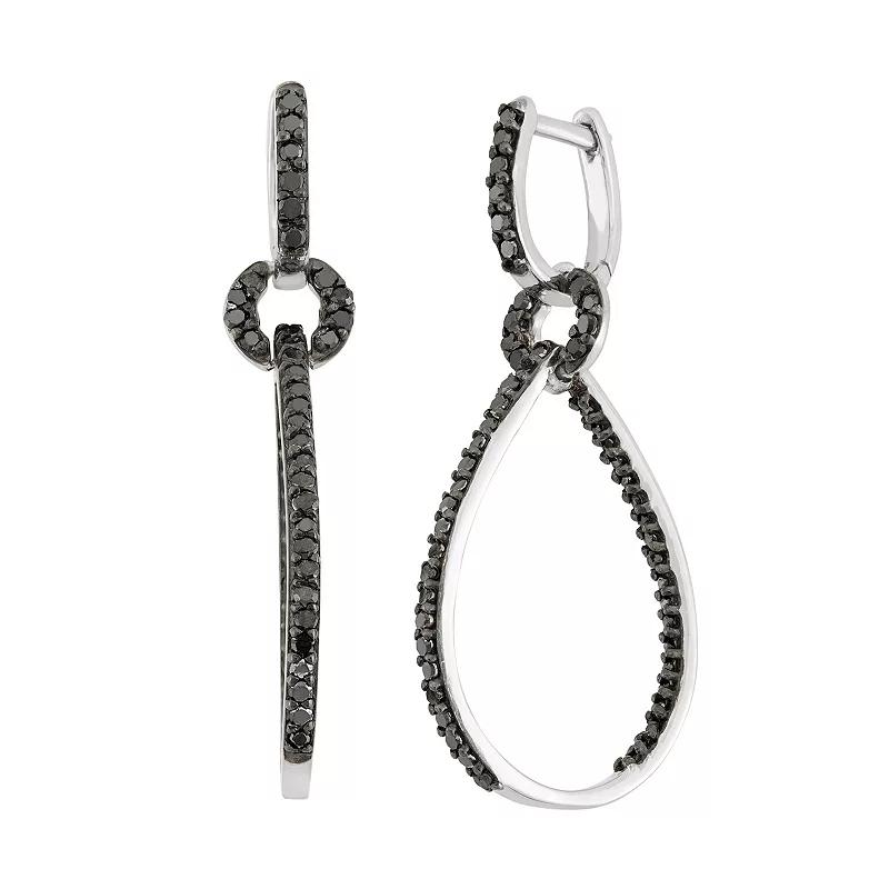 Jewelexcess 1 Carat T.W. Black Diamond Sterling Silver Inside-Out Teardrop Earrings, Women's Product Image