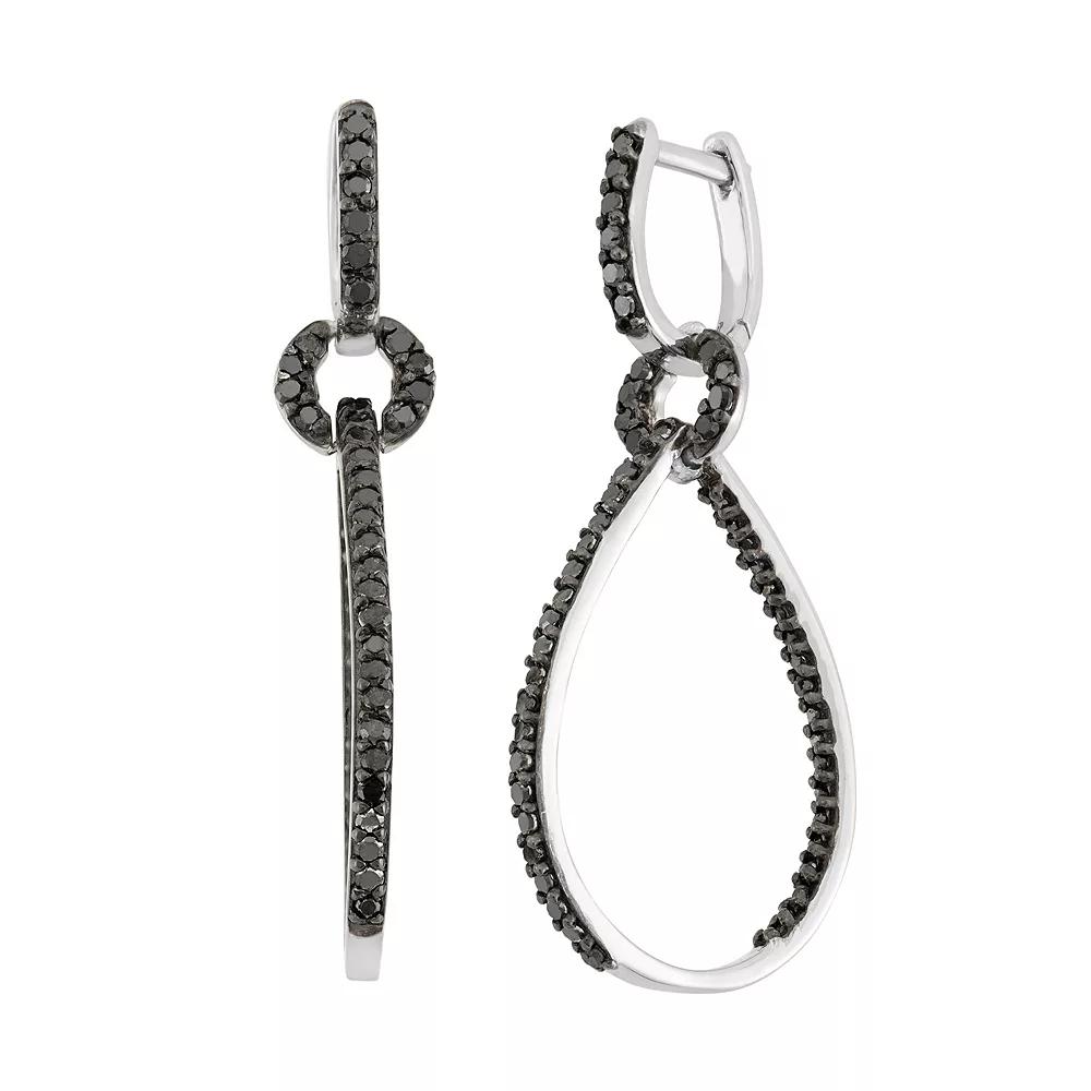 Jewelexcess 1 Carat T.W. Black Diamond Sterling Silver Inside-Out Teardrop Earrings, Women's Product Image