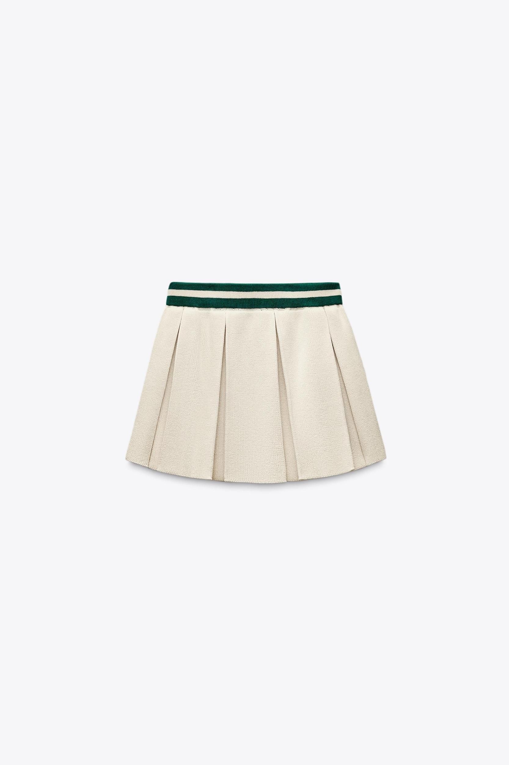 BOX PLEAT KNIT MINI SKIRT Product Image