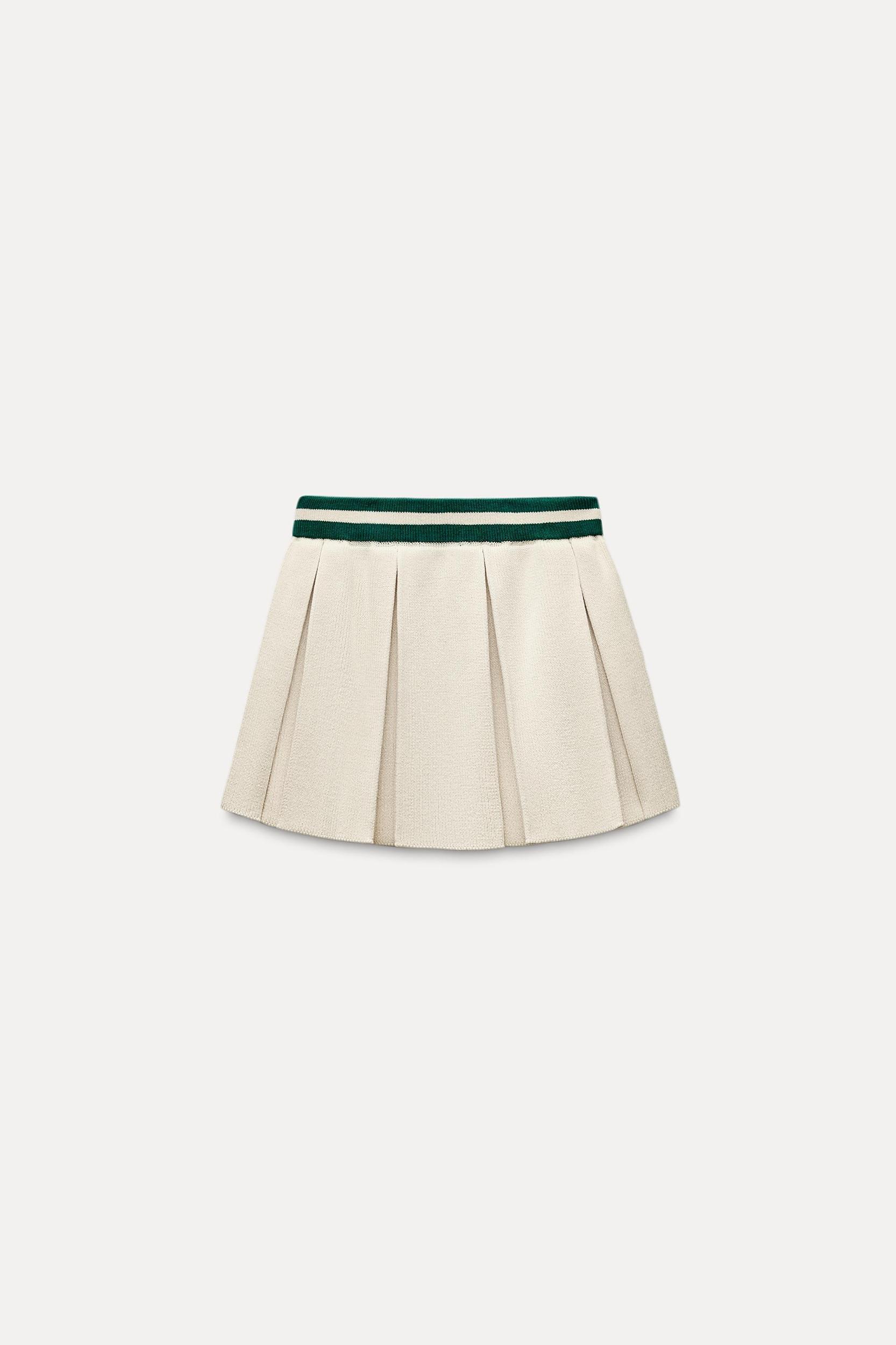 BOX PLEAT KNIT MINI SKIRT Product Image