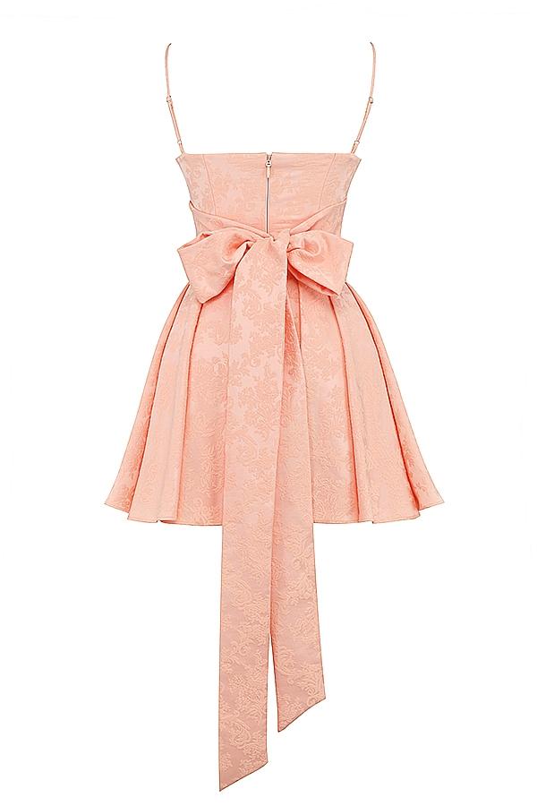 Rosalinda  peach jacquard mini bow gown Product Image