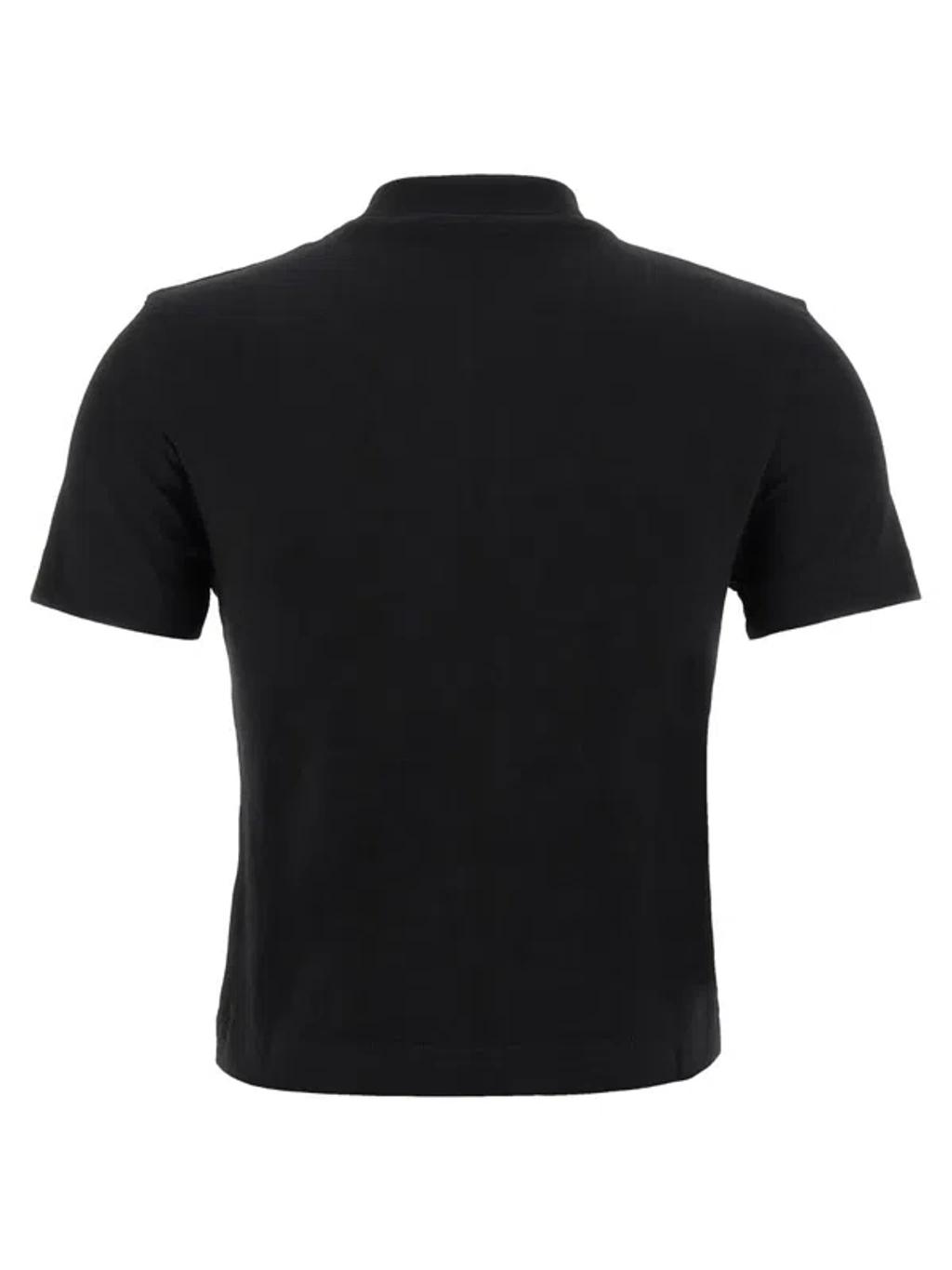 JACQUEMUS Black Fitted T-shirt With Logo Patch In Stretch Cotton Woman Product Image