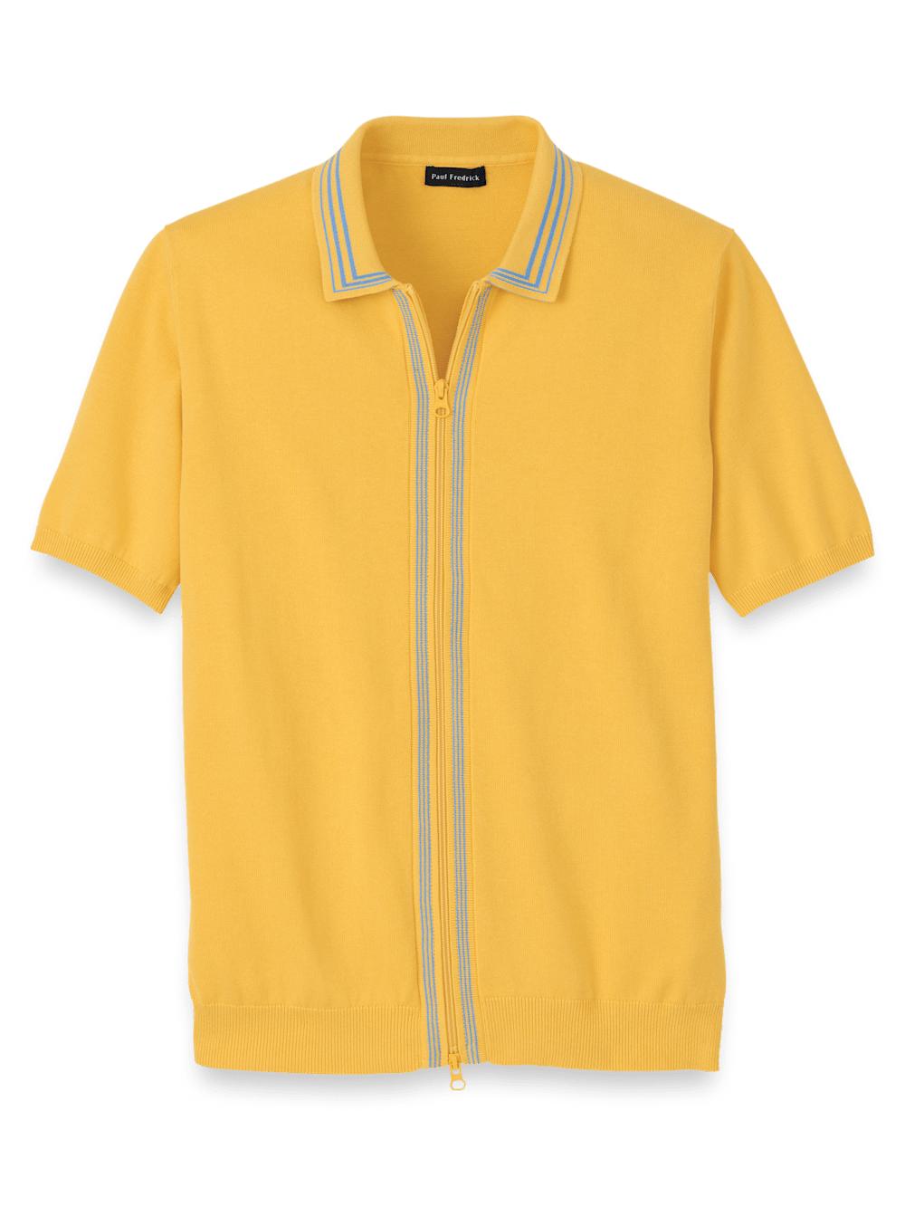 Cotton Full Zip Polo - Yellow Product Image