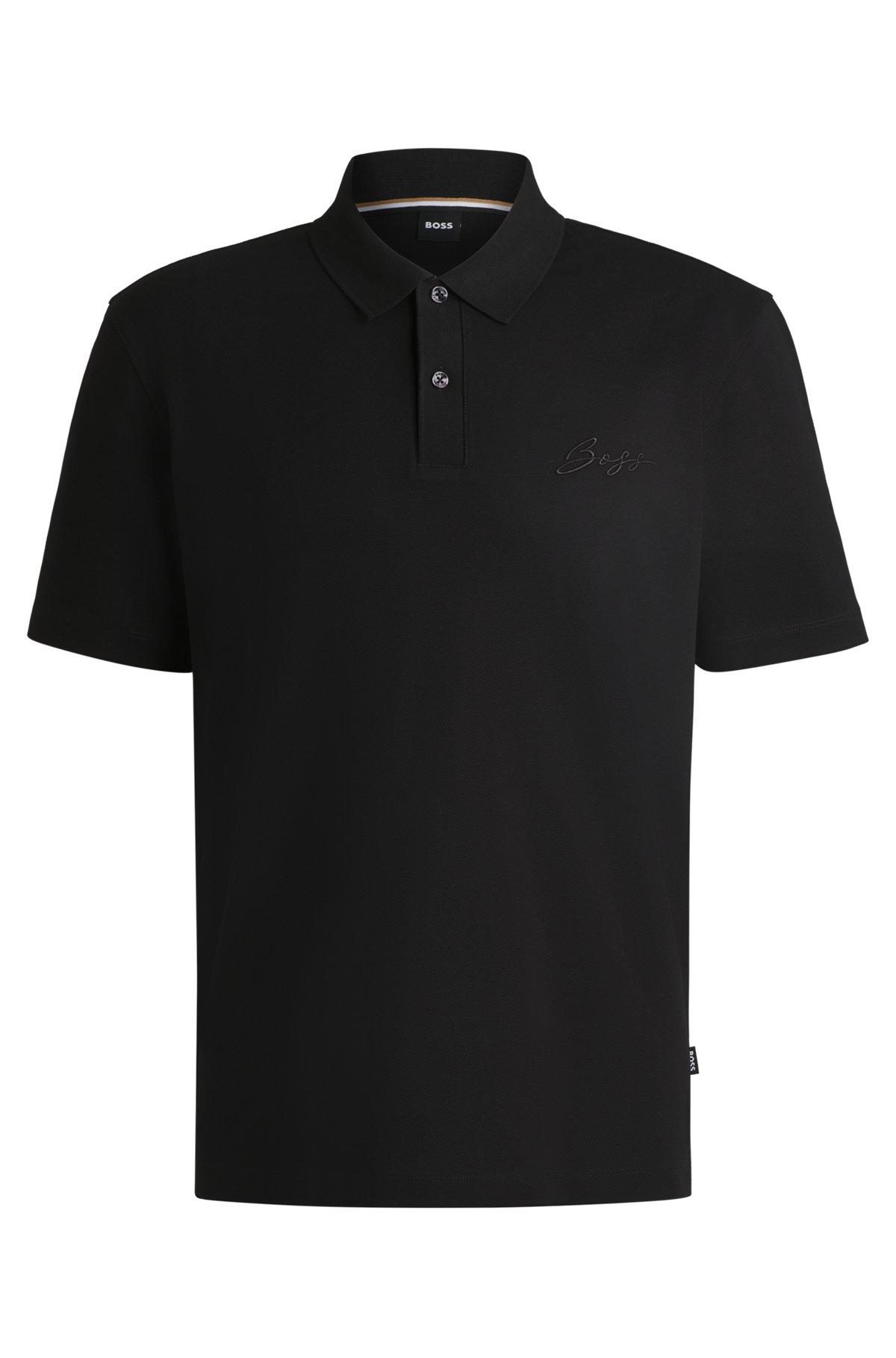 Mercerized-cotton polo shirt with script logo Product Image