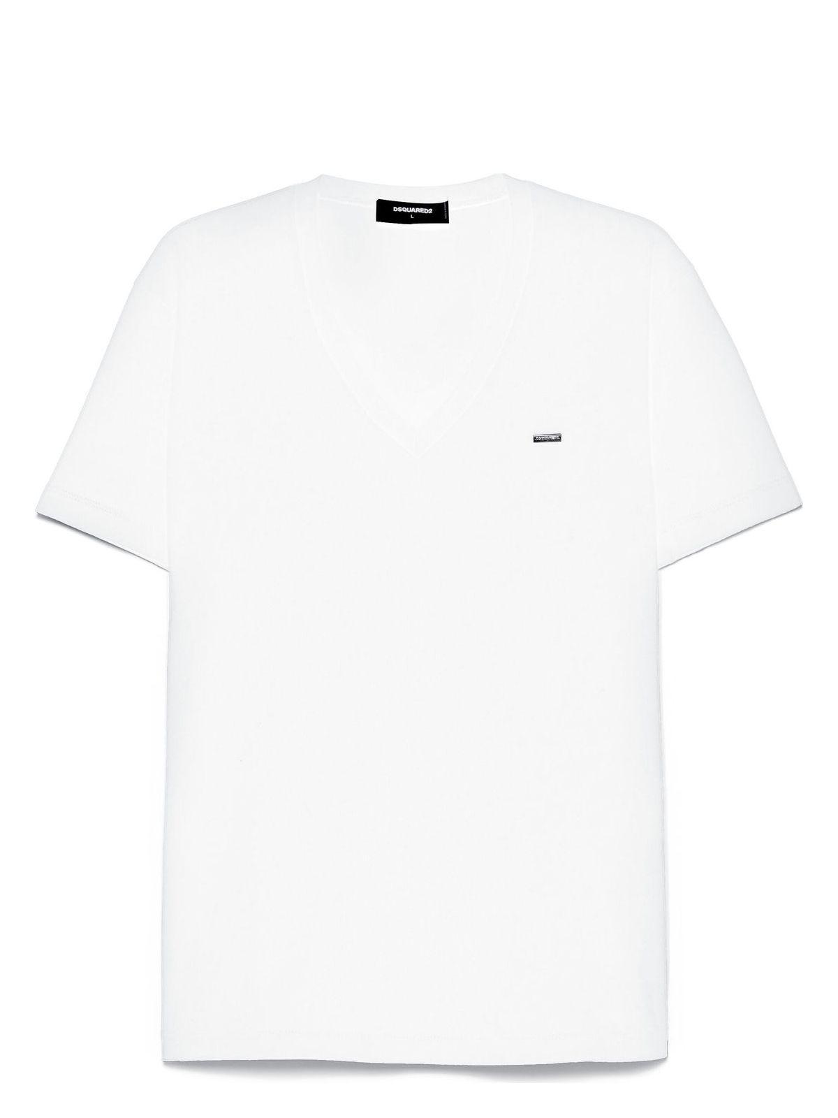 DSQUARED2 V-neck T-shirt Short Sleeves In White Product Image
