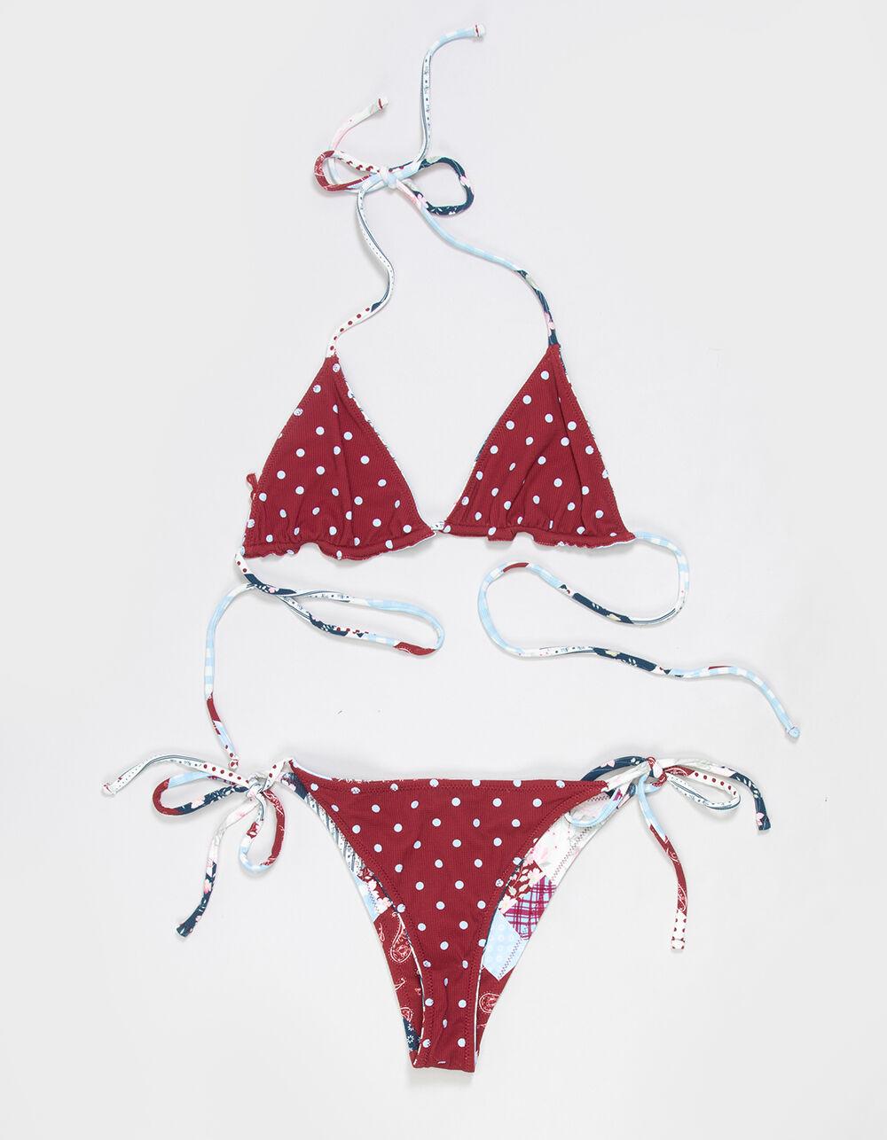 FULL TILT Textured Reversible Triangle Bikini Top - MULTI Product Image