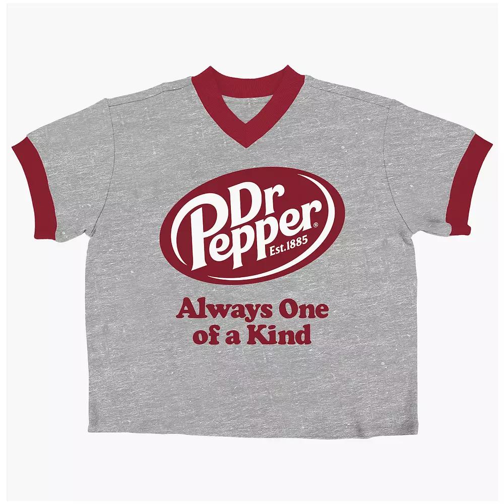 Juniors' Dr Pepper Always One & Of A Kind V-Neck Baby Graphic Tee, Women's,  Product Image