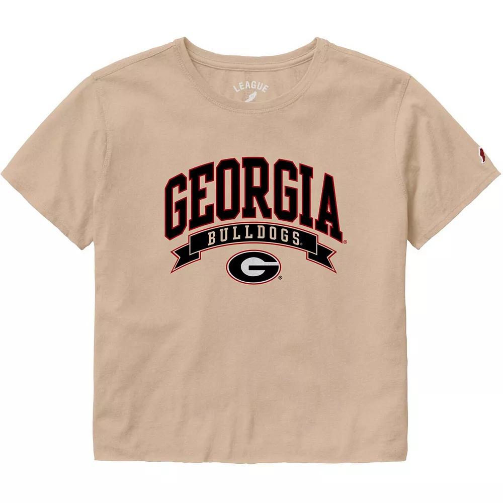 Women's League Collegiate Wear Tan Georgia Bulldogs Banner Clothesline Cropped T-Shirt,  Product Image