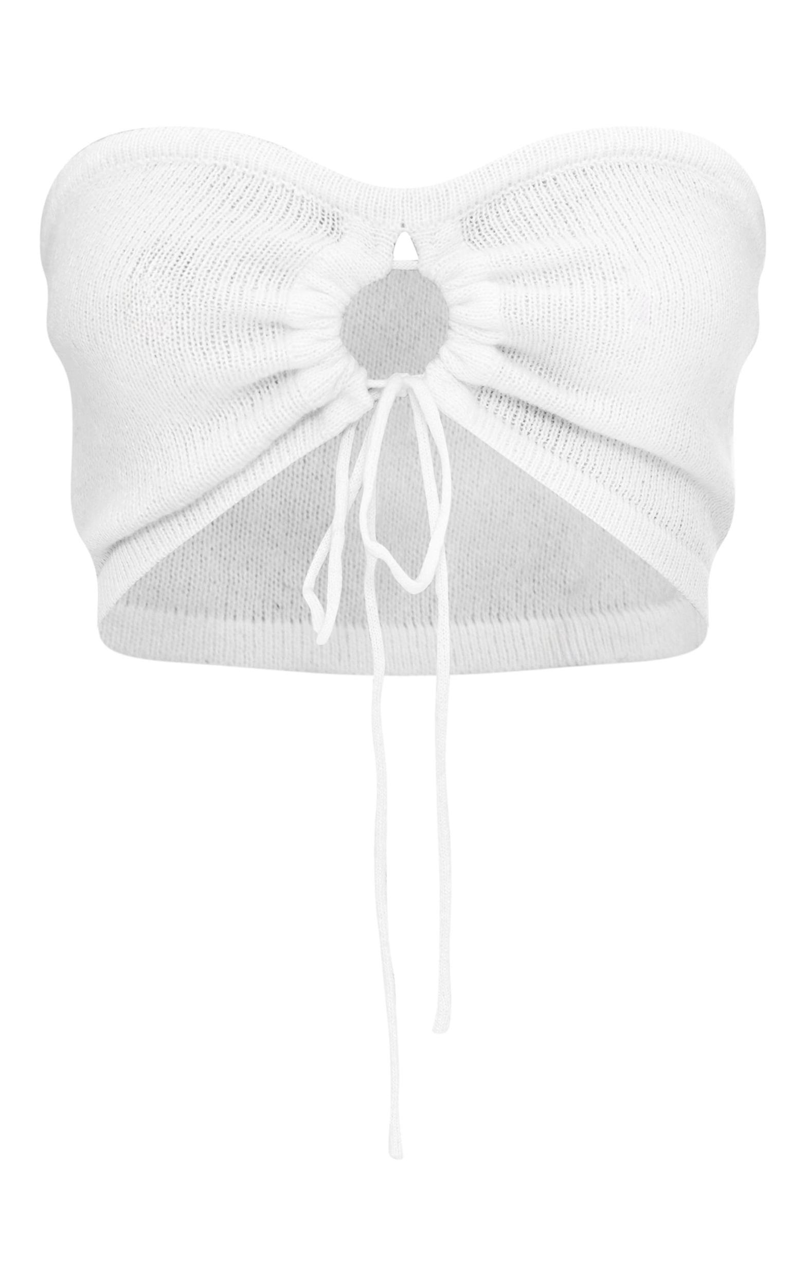 Tall Cream Knit Keyhole Bandeau Top Product Image
