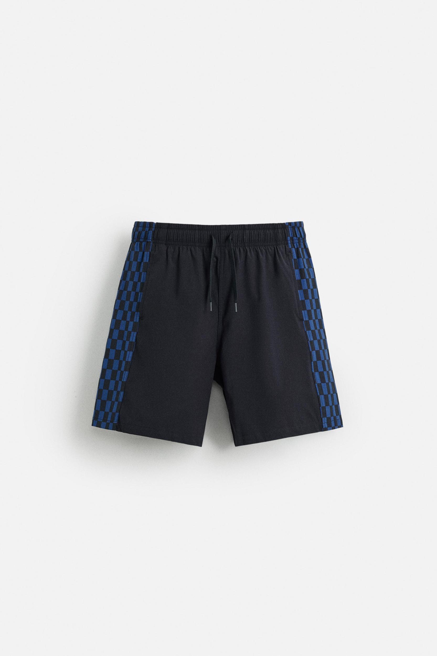 LONG CHECKERED BANDS SWIMSUIT Product Image