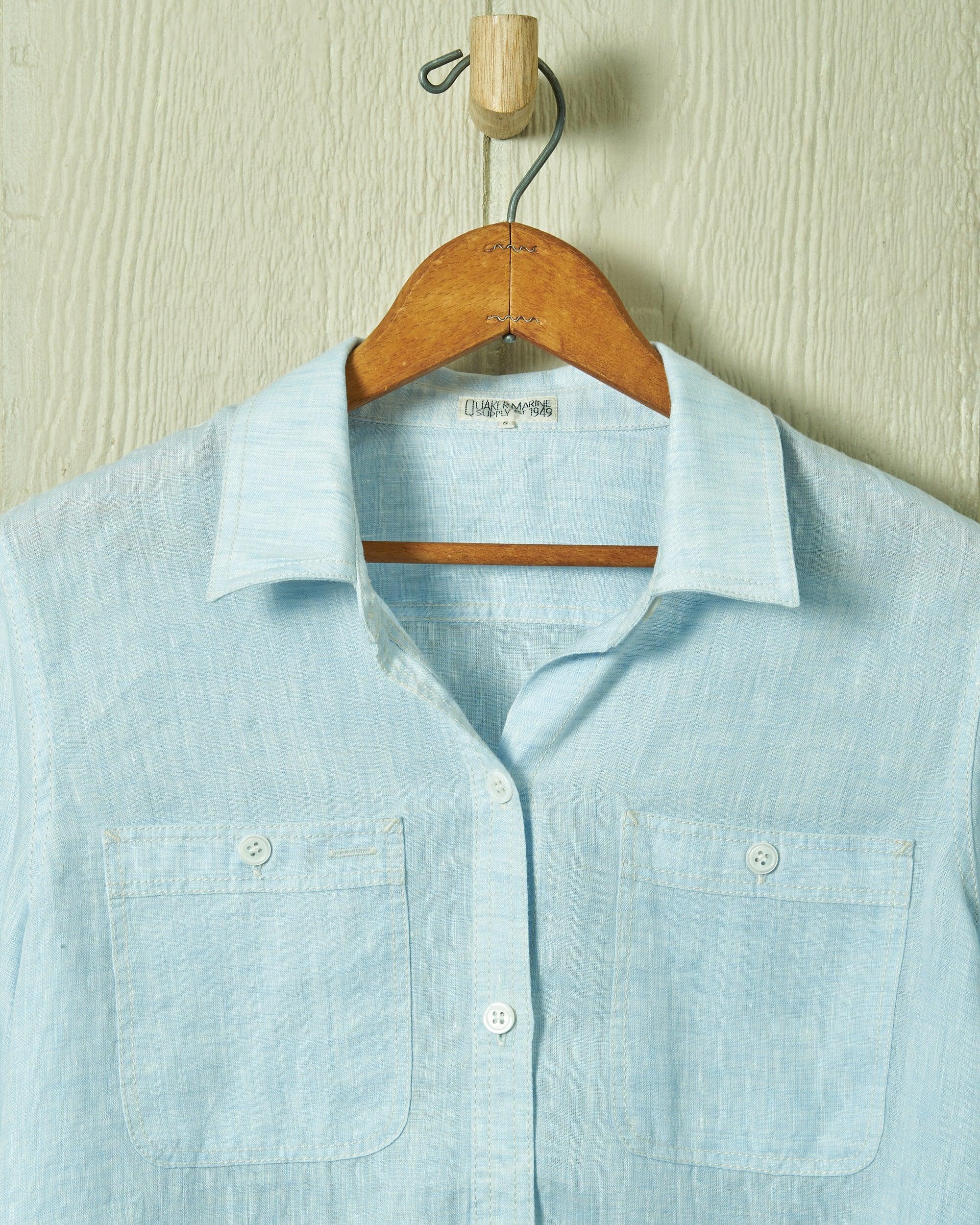 Women's Linen Work Shirt in Coastal Blue Product Image
