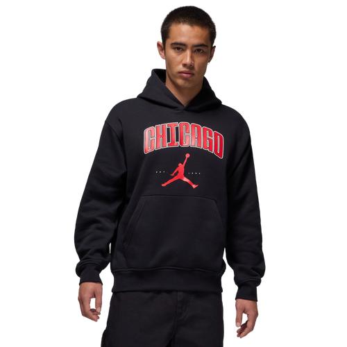 Jordan Mens Jordan Chicago City HBR Fleece Pullover - Mens Black/Red/Black Product Image