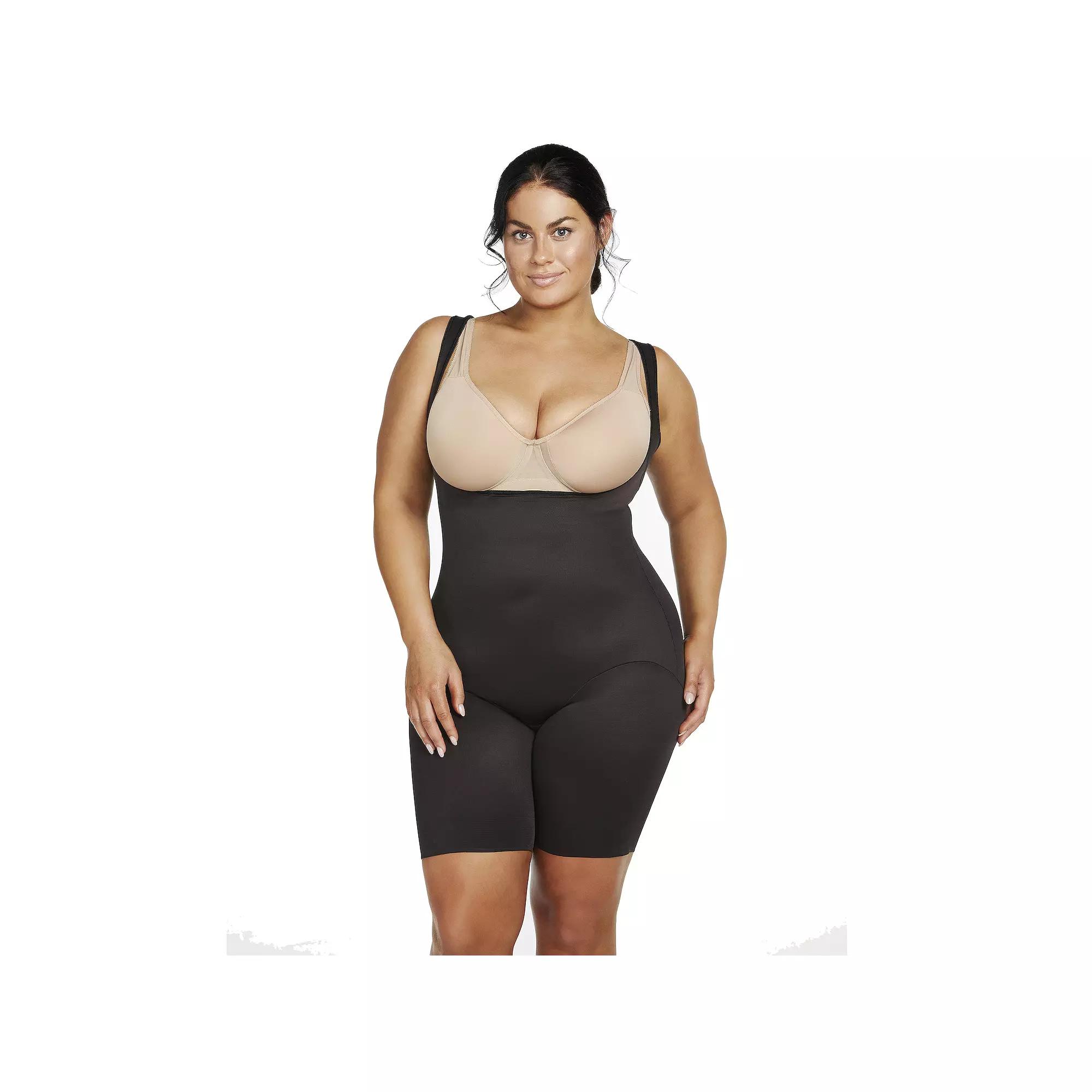 Plus Size Naomi & Nicole® Firm Control Shapewear Unbelievable Comfort® Torsette Thigh Slimmer 7776, Women's, Size: 3XL, Black Product Image