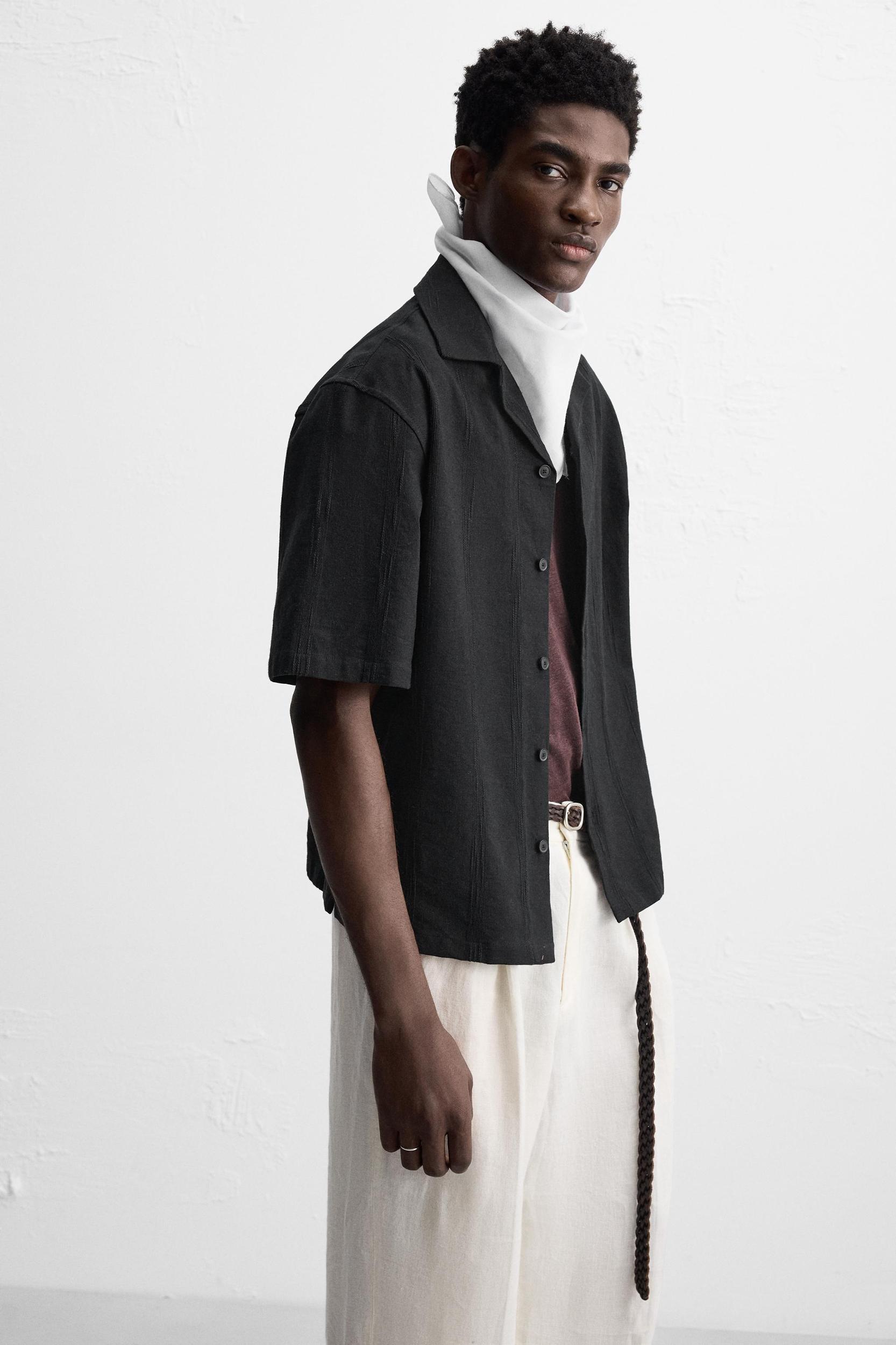 EMBROIDERED COTTON - LINEN SHIRT Product Image