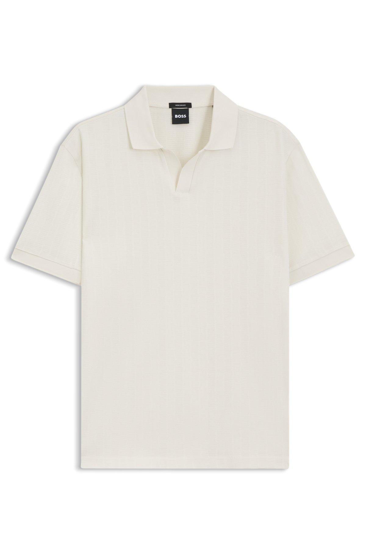Cotton-jacquard polo shirt with Johnny collar Product Image