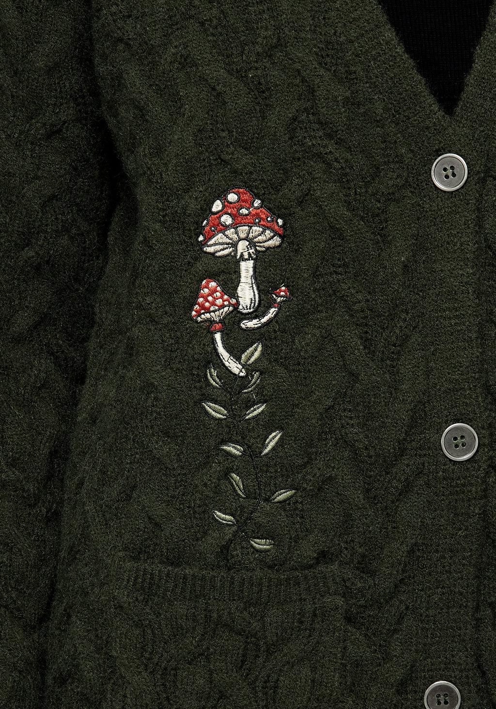 Seelie Embroidered Cable Knit Cardigan Product Image