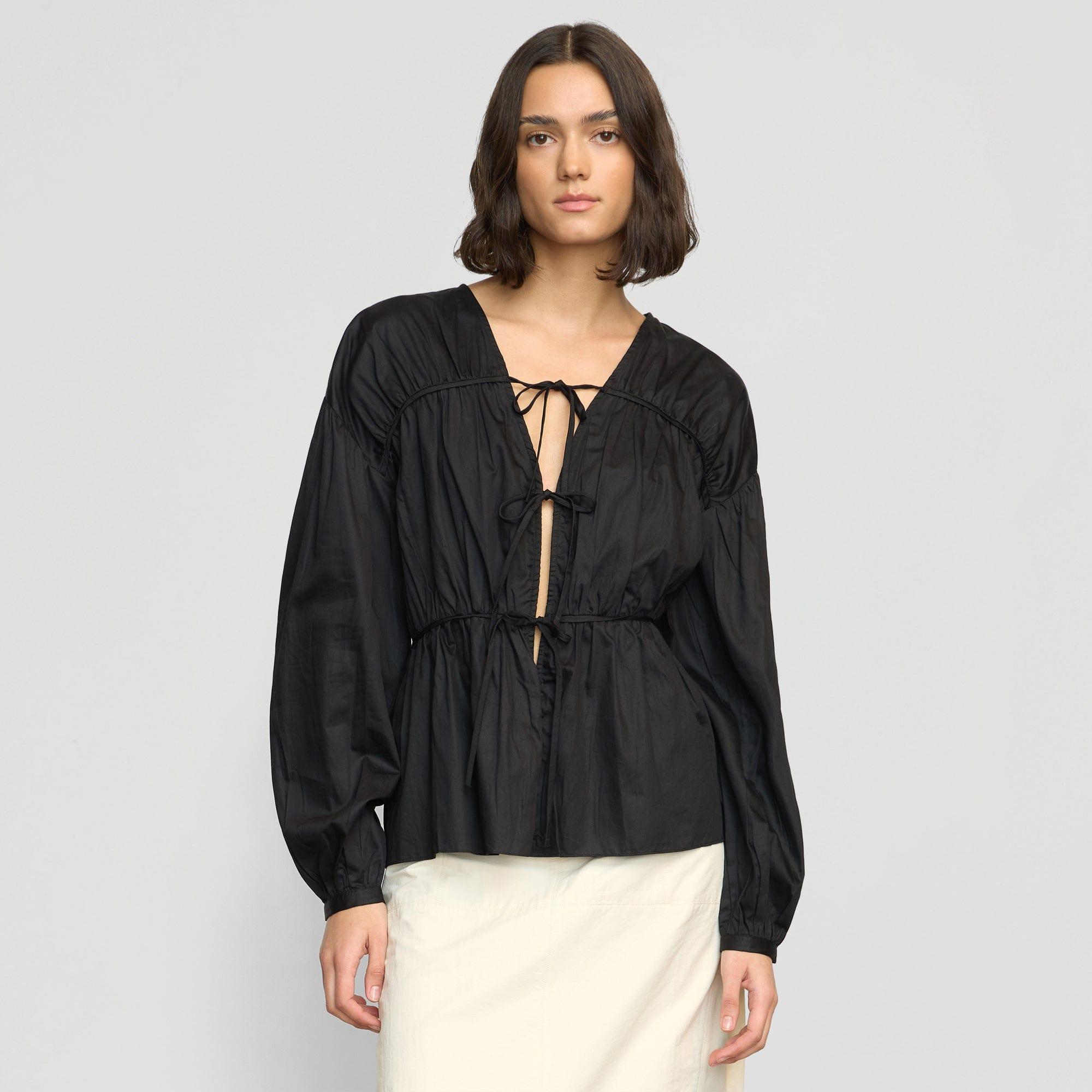 Hira Tie-Front Organic Cotton Blouse Product Image