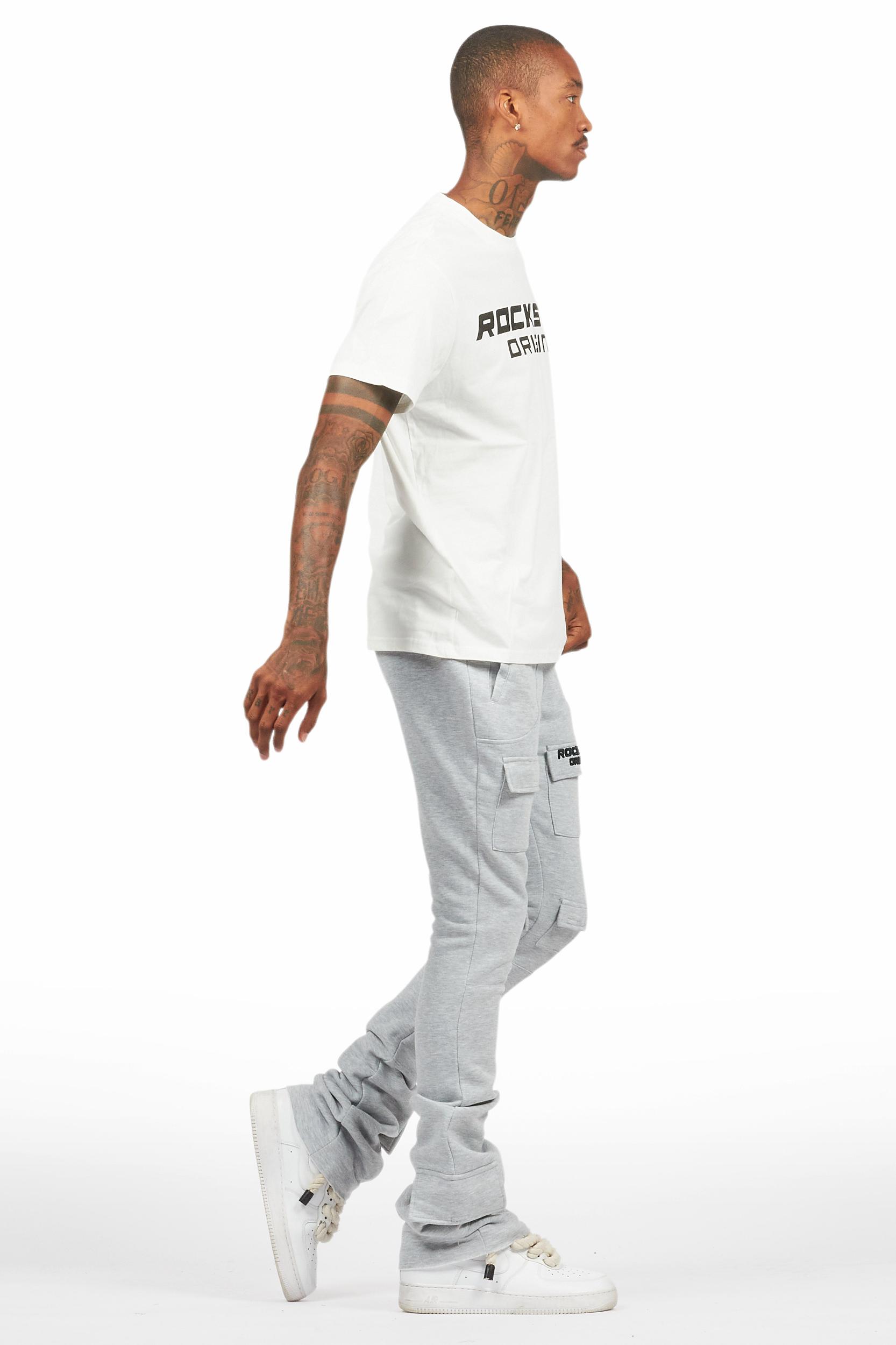 Connor Heather Grey T-Shirt/Stacked Flare Track Set Male Product Image