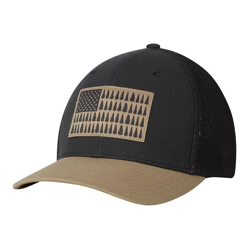 Mens Columbia FlexFit Mesh Tree Flag Fitted Cap Grey Product Image
