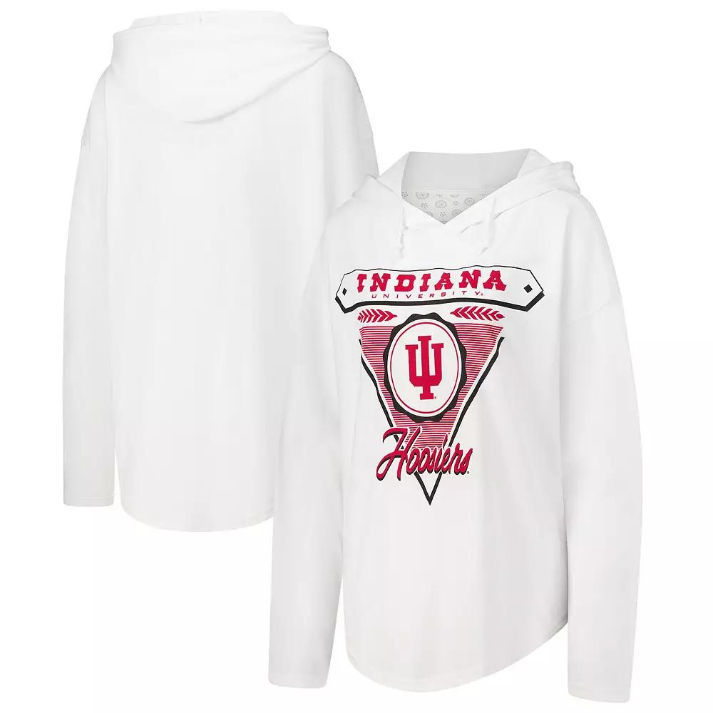 Women's Pressbox White Indiana Hoosiers San Bruno Hoodie Long Sleeve T-Shirt,  Product Image
