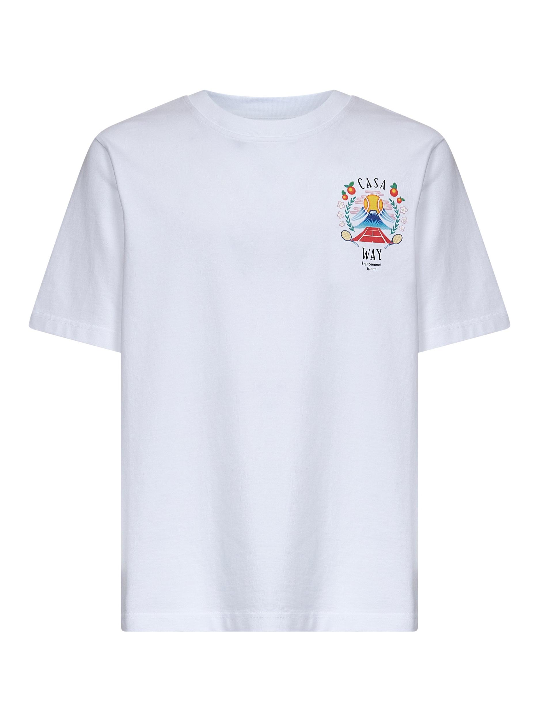 CASABLANCA T-shirt Girocollo Con Logo Sul Fronte In Cotone Bianca Uomo In Neutral Product Image