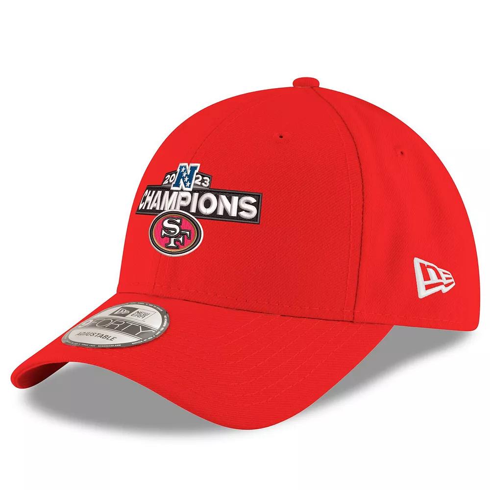 Men's New Era  Scarlet San Francisco 49ers 2023 NFC Champions 9FORTY Adjustable Hat, Red Product Image
